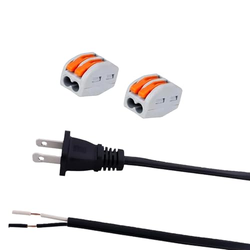 Image of 6ft 18AWG Polarized 2 Prong AC Power Pigtail Black Flat Open End Cord