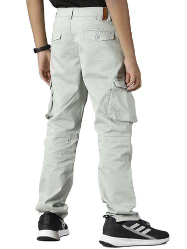 Image of KiddoPanti Boys Cargo Pants | 100% Cotton Twill | Comfortable Regular Fit | Elastic Waistband & Zip Fly | 6 Pocket Lower for Kids | Full-Length Casual Wear