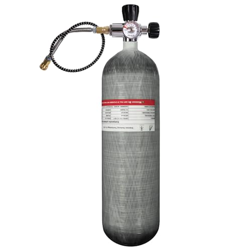 TUDIVING 4500Psi 4.7L Carbon Fiber Scuba Tank with Paintball Fill Station with Valve Regulator Gauge Diving Tank Pcp Air Tank for Pcp Air Rifle Snorkeling Water Sports (Green)
