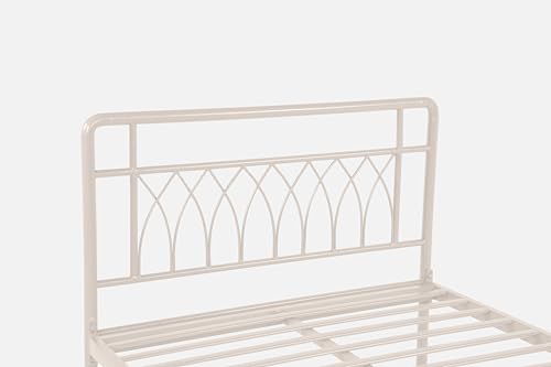 Image of Jexx Metal Extra Single Size Bed Without Storage | Wrought Iron Single Bed with Headboard & Footboard| Sturdy Powder Coated Platform Cot for Bedroom (Jexx Ivory)