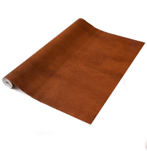 90cm x 5m d-c-fix LEATHER EFFECT BROWN sticky back plastic vinyl wrap film (200-5451)
