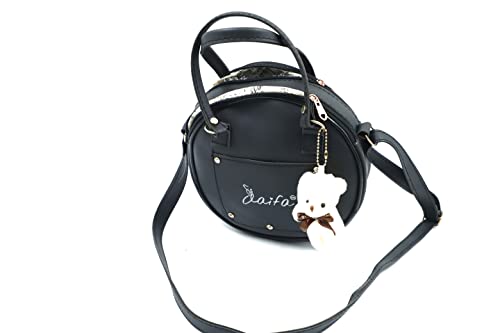 Image of Sling Bag for Women & Girls Stylish Crossbody One Side Purse Sling Bag Closure & Adjustable Strap with teddy Keychain and zip round bag