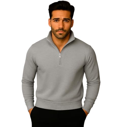 Image of Mack Jonney Men's Fleece Half-Zip High Neck Sweatshirt | Warm & Stylish Winter Wear -M4380