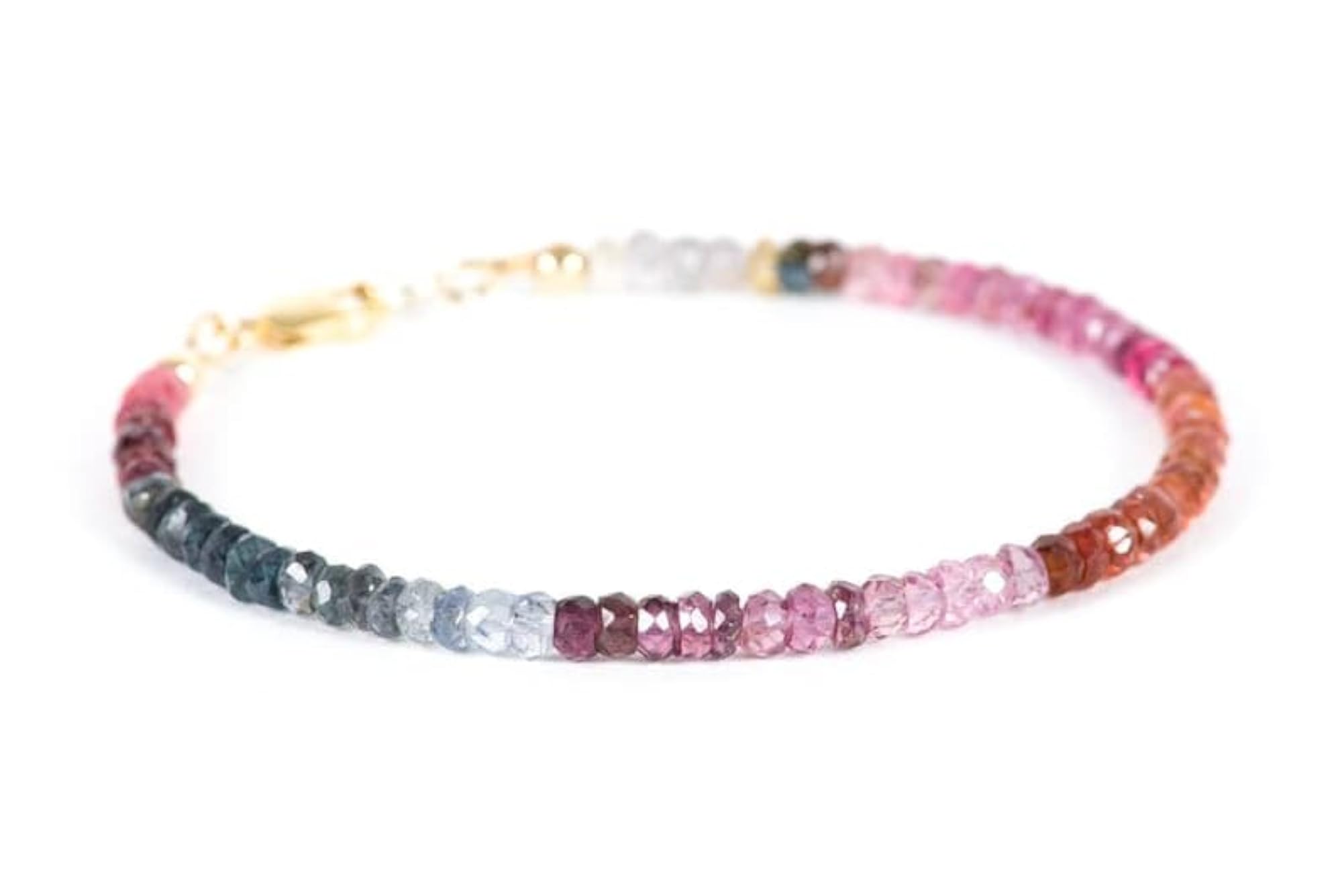 Unisex Multi Spinel Rondelle Beaded Bracelet, Adjustable Link