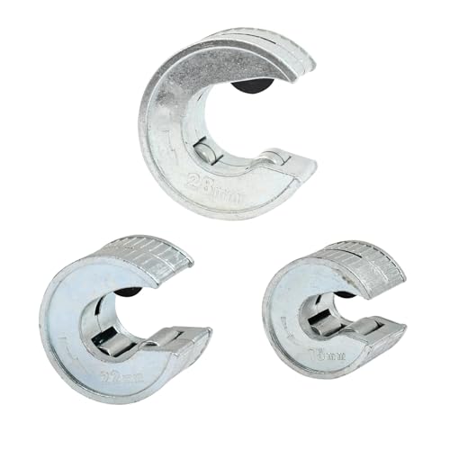 Dapetz ® 3pc Copper Pipe Cutter Set Tube Cutter Plumbing Tube Slice Tools 15mm, 22mm & 28mm Aluminium Alloy Self Locking and Self Adjusting Steel Cutting Wheel for Neat Cuts