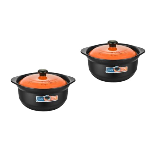 CLISPEED 2pièces Casserole Céramique Pour Cuisson à Feu Vif Avec Couvercle Idéale Pour Soupes Ragoûts Et Porridge Ustensiles De Cuisine Terre Cuite