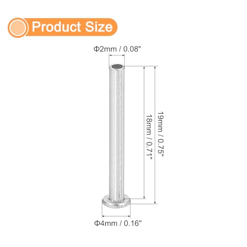 QUARKZMAN 50 Stück Halbhohlnieten, 2mm x 18mm Aluminium Flachkopf Halbhohle Nieten für Industrie Haushaltsreparatur Befestigung, Silber