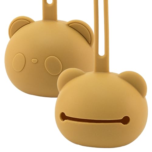 Portachupetes para Bebe, Caja de Chupete de Silicona, Estuche para Guardar Chupete, Guardachupetes, Bolsa para chupetes , Funda para chupetes, Sin BPA, Silicona, Unisex, Amarillo