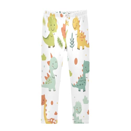 Bolaz Toddler Girls Leggings Printed Yoga Pants Leggings Green Yellow Dinosuar for Kids