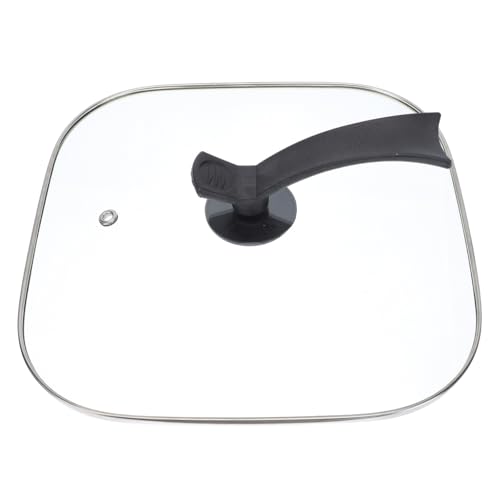 OATIPHO Tapa Cuadrada de Vidrio Transparente Mango Vertical de Acero Inoxidable para Sartén Eléctrica Multifuncional, Adecuada para Cocina y Freír