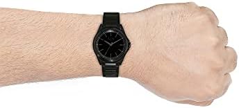 Amazon.com: Armani Exchange Men's Three-Hand Black-Tone Stainless Steel ...