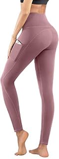 PHISOCKAT High Waist Yoga Pants with Pockets, Tummy Control 4 Way Stretch Women