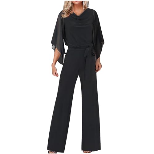 Conjunto de mujer de 2 piezas pantalones de traje de noche cóctel baile mangas 3/4 camisa de manga corta y cintura alta vestido de tul elegante casual elegante formal conjunto de traje, L