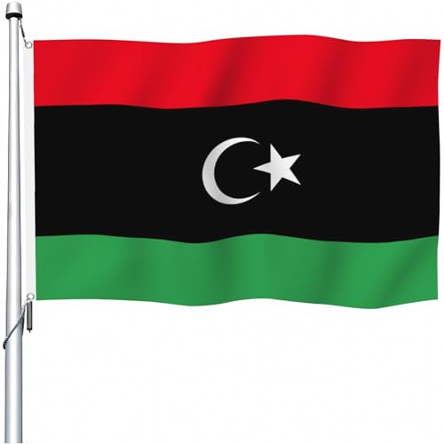 Drapeau de la Libye 0,9x1,5 m YongFoto double face avec œillets