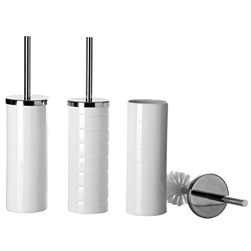 Escobillero blanco ceramica 3 modelos liso/franjas anchas/franjas finas
