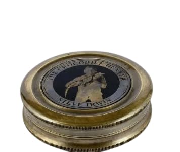 Brújula de latón vintage con estuche de cuero miniatura 1