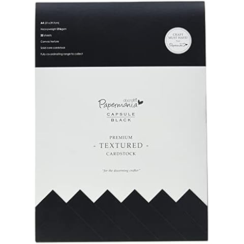 Papermania 29.7 x 21 cm 20-Piece A4 Capsule Textured Premium Cardstock, Black Cover