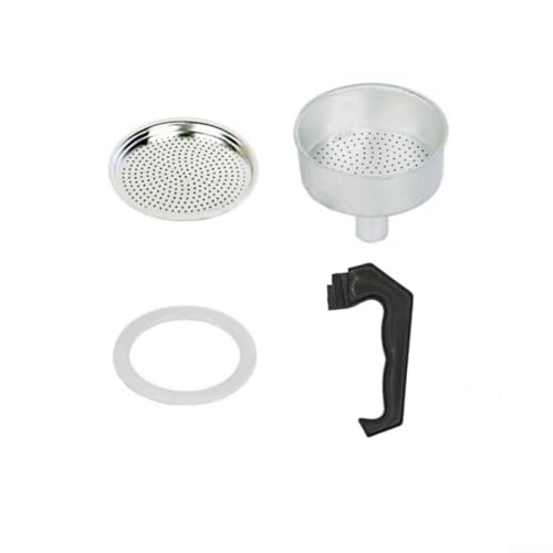 Accesorios de repuesto para cafetera espresso Moka, mango, embudo, sello de junta y filtro, adecuados para ollas de 3 a 12 tazas (6 tazas)