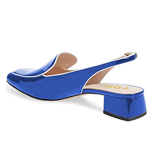 Image of YDN Women Closed Square Toe Block Low Heels Slingback Formal Loafer Dressy Shoes Office Lady Pump Size 4-15 US