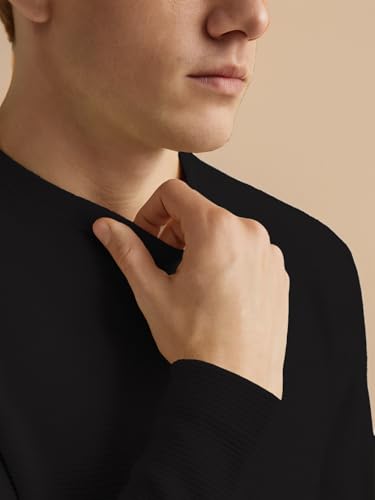 Image of Nobero Ottoman Texture Full Sleeve T-Shirt for Men | 240 GSM Regular fit Tshirt for Men | Casual Wear