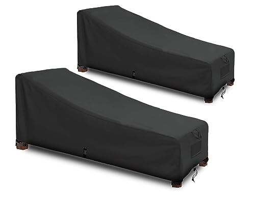 Siruiton 2 Pack Outdoor Patio Chaise Lounge Covers Heavy Duty With Durable And Water Resistant Fabric,78" L X 27" W X 28" H,Black #TOP11