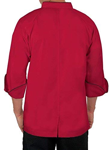 Image of Men's 3 /4 Sleeves Black Polycotton White Piping Contrast Chef Coat