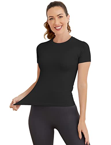 MathCat Short Sleeve Workout Tops for Women, Seamless Workout Shirts for Women, Yoga Athletic Shirts Soft Gym Tops2
