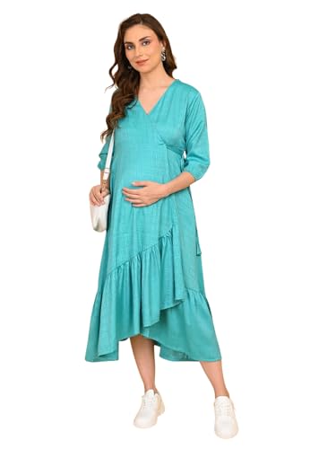 Image of The Mom Store Maternity and Nursing Wrap Dress for New Mom | Pre and Post Pregnancy Wear for Womens | Trendy Stylish Printed Friendly Dresses for Women | Comfortable