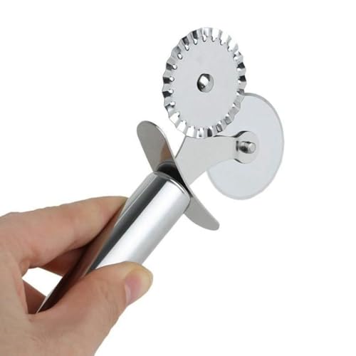 Image of Pastry Pizza Cutter Stainless Steel Double Wheel Multi,Stainless Steel Single /Double Roller Pizza Slicer Wheel Cutters