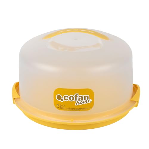 Cofan Tarteras Redondas en color Amarillo | Incluye Asa y Tapa | Medidas: 34,5 x 18,5 cm (1, Circular)