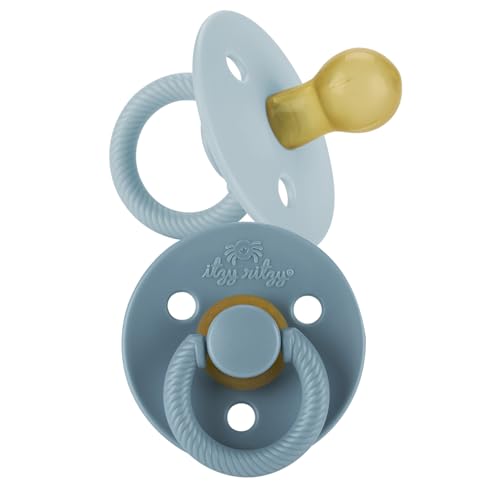 Image of Itzy Ritzy Natural Rubber Pacifiers (Set of 2) – Baby Pacifiers with Cherry-Shaped Nipple & Large Air Holes for Added Safety; Set of 2 Binkies in Harbor & Coast (Ages 6 – 18 Months)
