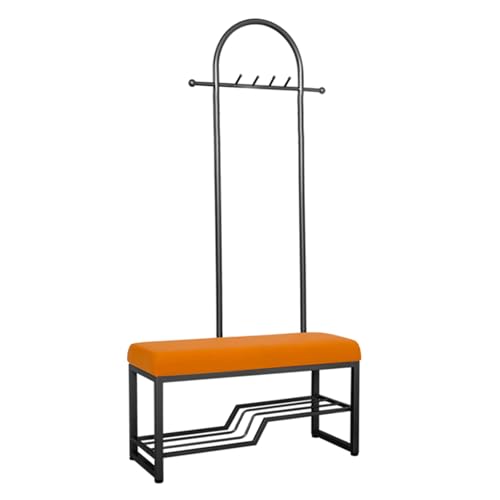Perchero, Mueble de Entrada Industrial con múltiples Ganchos, Zapatero para Pasillo, Resistente con Banco de Almacenamiento, para Dormitorio, Sala de Estar (Color 3,80 x 32 x 175 cm) (Color
