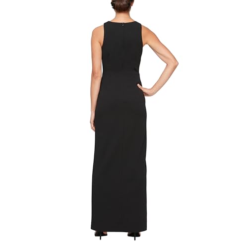 Image of Alex Evenings Women's Long Cascade Ruffle Sleeveless Gown with Leg Slit, Mother of The Bride Dress, Elegant Party Gown