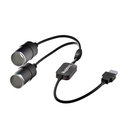Moqidong USB to Cigarette Lighter Adapter 12V: 30W QC3.0 USB A Male to Double 12V Adapter 2.5A Female to 12V Car Cigarette Lighter Socket 1.3FT for Dashcam Radar Fan Recorder GPS E Dog