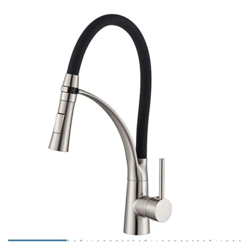 Robinet mitigeur de cuisine design bicolore avec double buse extractible