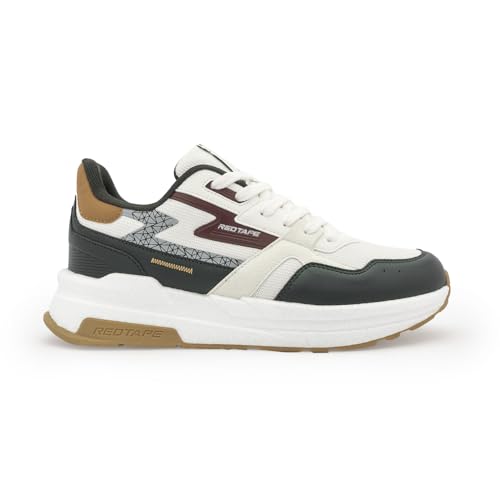 Image of Red Tape Men's Sneakers Black White Mesh Pu Round Toe Lace-Up