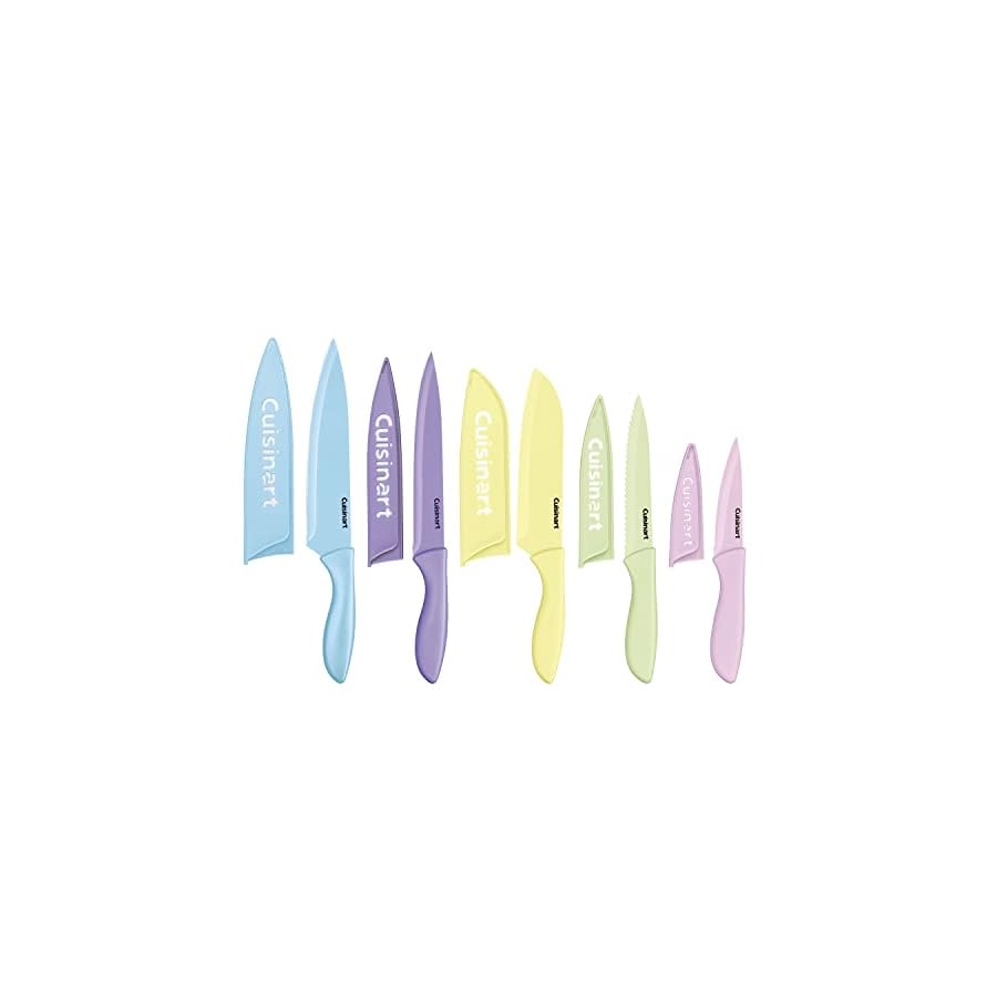 Cuisinart C55-10PCPL Ceramic Coated Knife Set with Blade Guard Sheaths (10- Piece Set) in Pastel Bright's