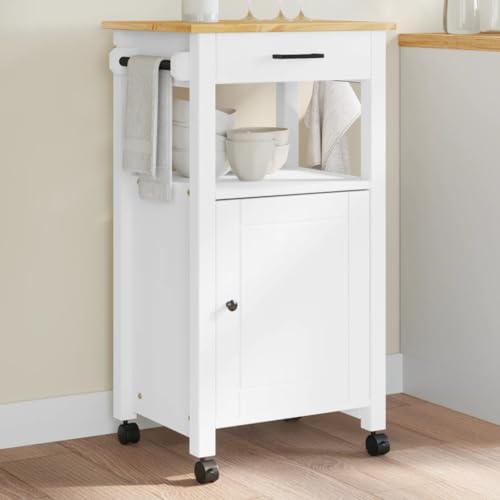 qohoio Carrito de Cocina Monza Madera Maciza de Pino 48x40x90 cm Mueble Auxiliar de Cocina Carro Cocina Auxiliar Carrito Cocina - 376090