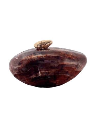 QWINEE Womens Shell Clutch Purse Seashell Evening Handbag Cocktail Wedding Purse Marble Clutch with Chain Strap Brown One Size