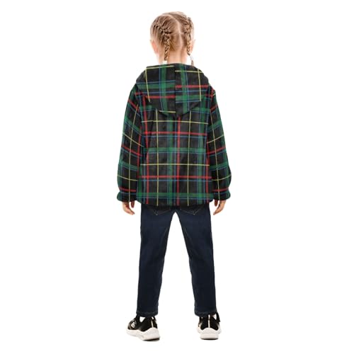 GuoChe Plaid Scotland Dark Green Boys Fall Fleece Jacket4