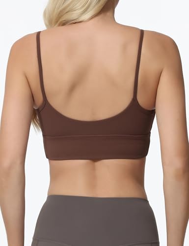 Image of Sports Bras for Women Spaghetti Strap Padded for Yoga Running Gym Workout, Wireless Scoop Neck Bras Crop Tank Top