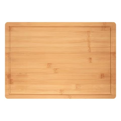 SENRO Bambus Schneidebrett Holz - 38x25x2 cm Natürlicher Bambus-Schneideblock mit Saftrillen & Griffmulden - Hochwertiges doppelseitiges Holz Schneidbrett zum Schneiden von Obst Cover