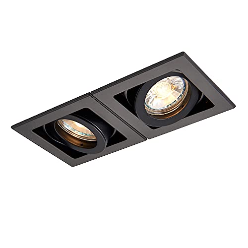 Saxby 94796 Xeno Matt Black Indoor Twin Light Fitting GU10 Recessed Boxed Adjustable Downlight
