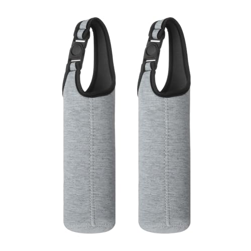 YELARXI 2cs Neoprene Water Bottle Sleeves,Bottle Carrier Insulators Gray
