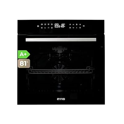 EVVO Horno Eléctrico Empotrable - Eficiencia A+, 81 L de Capacidad, Función Airfryer, 14 Programas, Temporizador, Display Digital, Control Táctil, Guía telescópica, Modelo: H26 (Negro)