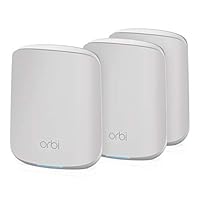 NETGEAR Orbi Whole Home Dual Band WiFi 6 Mesh System (RBK353) – Router + 2 Satellite Extenders, Security Features, Up to 1.8 Gbps, Covers Up to 300 sq. m., 30 Devices, AX1800 802.11ax