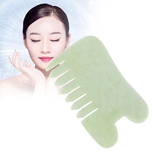 Beavorty Jade Stone Guasha Kamm Gua Sha Kamm Jade Gua Sha Facial Tool Jade Guasha Scraping Massage Camm Jade Gesichtsschrubtern für Kopf Fürsorge Entspannen Cover