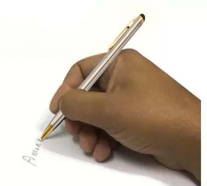 Image of Personalised Ballpoint Pen with Stylus - Custom Engraved Gold Metal Pen for Touchscreen Devices | Smooth Writing Executive Pen for Office, Students & Professionals
