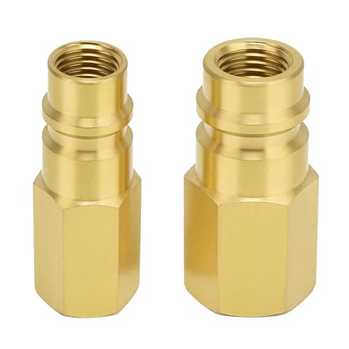 2 Adaptadores de Tanque de Refrigerante R134A, Adaptador de Acoplador de Aire Acondicionado, Conector de Acoplador de Convertidor de Alta Presión 1/4SAE, Adaptador de Bomba de Vacío de Latón 134A