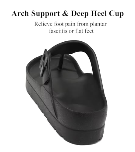 Image of Haifago Women's Platform Sandals with Arch Support, Summer Beach Slides Adjustable Buckle Comfortable Lightweight EVA Slip on Slide